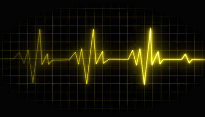 Neon light heart pulse shape vector background. Colorful heartbeat rate and pulse on black screen