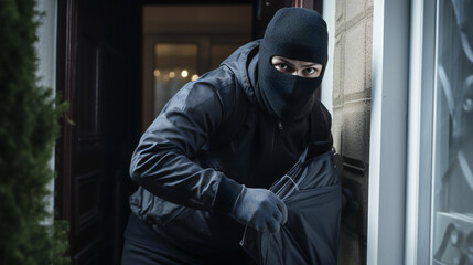 Burglar in mask - obrazy, fototapety, plakaty