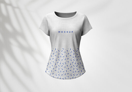 T-Shirt Mockup &ndash; Realistic Front View with Sunlight Shadows for Fashion Branding or Pattern Display