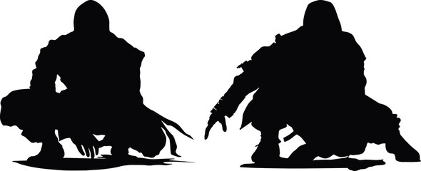 ninja silhouettes set figure © ITrWorks