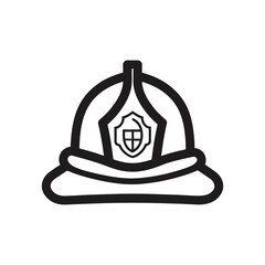 logo of a firefighter's helmet. Firefighters' helmet simple vector logo illustration for website design, isolated on white