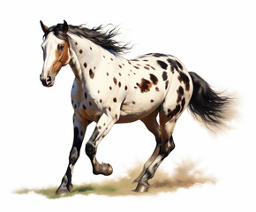 White brown blue horse mane tail hooves an animal is a friend of a person, a pet