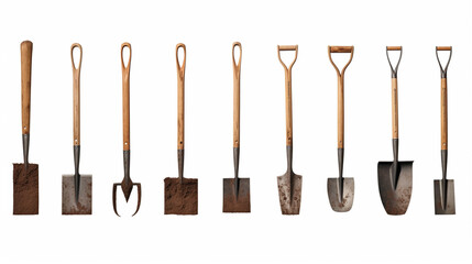 Garden tools isolated on white. Generative AI.