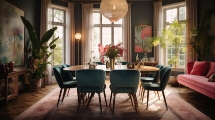 Fototapeta na wymiar Dining room in luxury home.