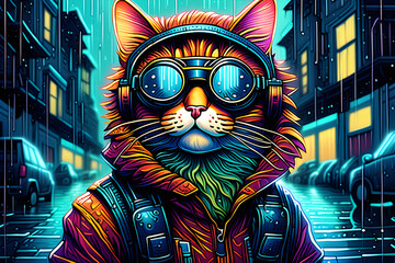 cat in the night city.
Generative AI