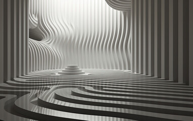 Obraz premium A cinematic minimalist interior design with empty room.