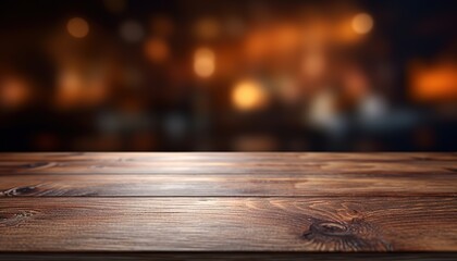 Wooden Table with Blur or Bokeh Background