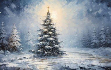 Obraz na płótnie Canvas Christmas tree in the snow.