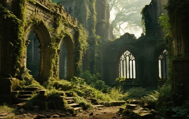 The magnificent cathedral is now moss-covered ruins.