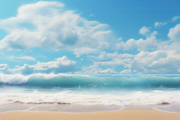 Fototapeta na wymiar Serene Seascape With Sand, Sky, And Summer Vibes. Generative AI