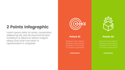versus or compare and comparison concept for infographic template banner with big column banner on right layout with two point list information vector