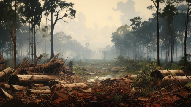 the destruction of forests and natural habitats due to human activities such as logging, agriculture, and urbanization,generative ai