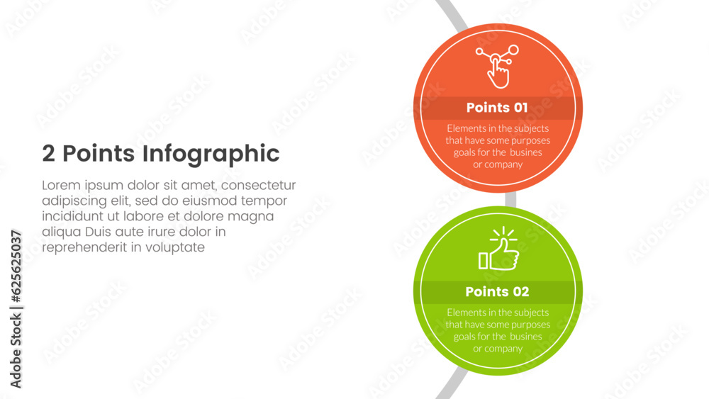 Poster versus or compare and comparison concept for infographic template banner with big circle vertical wi