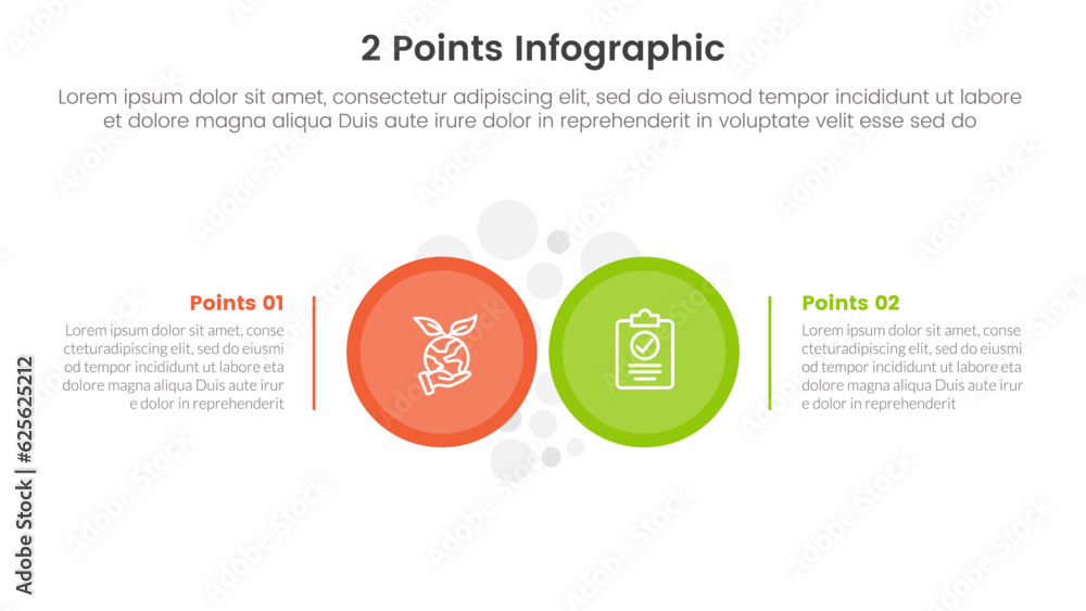 Poster versus or compare and comparison concept for infographic template banner with big circle side by sid