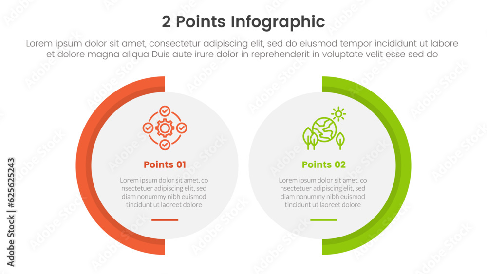 Poster versus or compare and comparison concept for infographic template banner with big circle shape varia