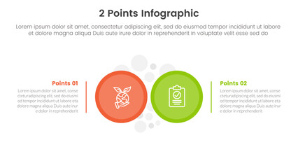 versus or compare and comparison concept for infographic template banner with big circle side by side with two point list information vector
