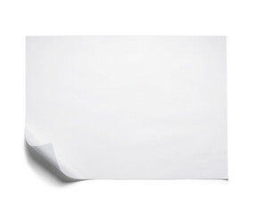 white paper with a raised corner from above with a semitransparent shadow
