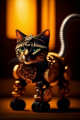 steampunk cat, generative ai