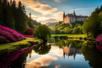 Fototapeta premium castle in the evening generated Ai
