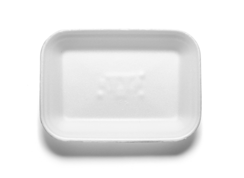 white styrofoam tray from above with a semitransparent shadow