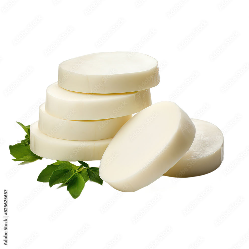 Poster sliced mozzarella buffalo isolated on white background