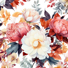 Flowers Seamless Pattern Watercolor Background, Floral Background Watercolor Illustration, Flowers Sublimation Design, Flowers Clip Art, Floral Digital Paper.