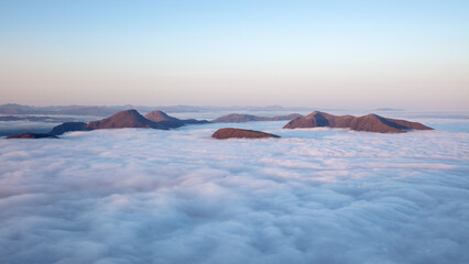 Torridon Mountains from above the clouds during Temperature Inversion from Liathach, Scotland Landscape