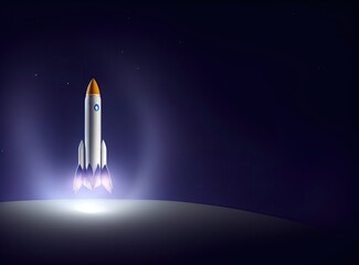 Space shuttle rocket in deep space with clouds and Earth planet. Spaceship on orbit of the planet. Sci-fi space wallpaper. Ai generated.