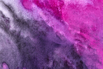 Fototapeta na wymiar Abstract watercolor background. Stained purple lilac paint on canvas, art collage.
