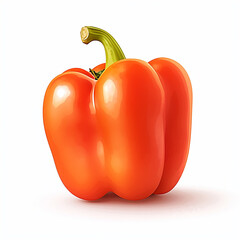 Painted drawing portrait of orange pepper isolated on white background
