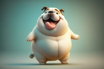 Naklejka premium 3d style cute cartoon doggy wallpaper a playful and fatty animal generative ai