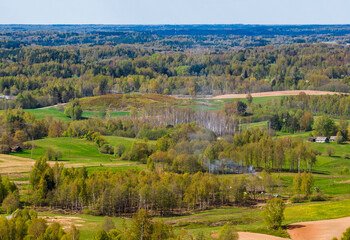 Fototapeta na wymiar Meadows and forests on the Latgale side, summer landscapes.