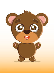 Vector illustration of a cute cartoon little teddy bear. Nice, funny, joyful bear for kindergarten, babies, books, cartoons. Objects of education and development of children.