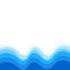 Blue lines waves gradient decorative frame, vector design template, abstract water waves.