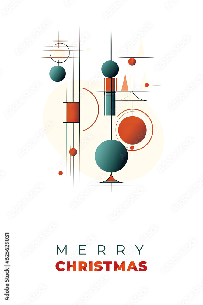 Aufkleber a picture of some shapes and lines on a white background. generative ai. christmas tree with ornamen