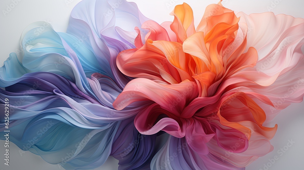 Poster a colorful flower with a white background and a gray background. generative ai