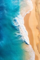 Fototapeta na wymiar drone top view of beach sand and sea ocean