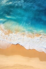 drone top view of beach sand and sea ocean