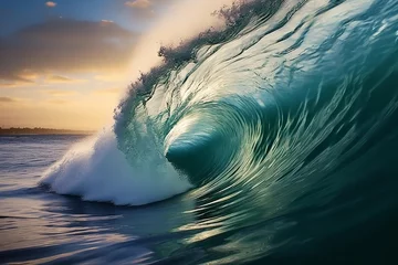 Foto op Aluminium photo of a big wave on the sea ocean © Pedro