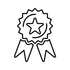 Badge icon. Line, outline symbol.