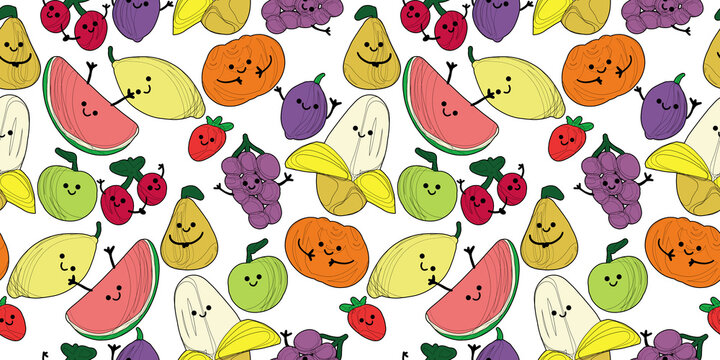 seamless pattern with baby fruits