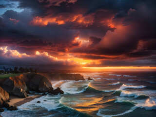 sunset over the sea