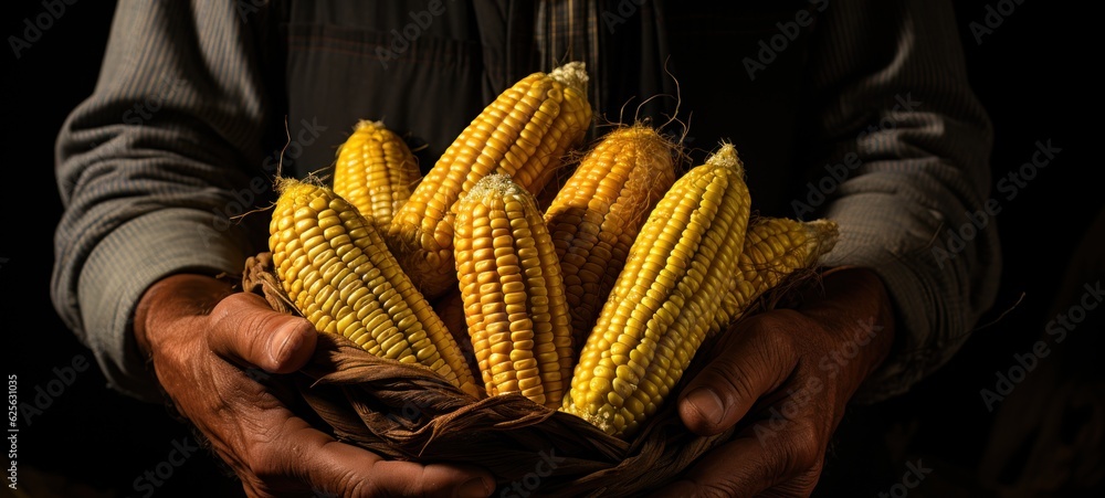 Wall mural hand holding corn