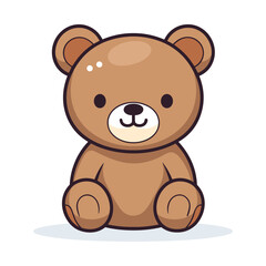 Cute little teddy bear on white background. Vector illustration