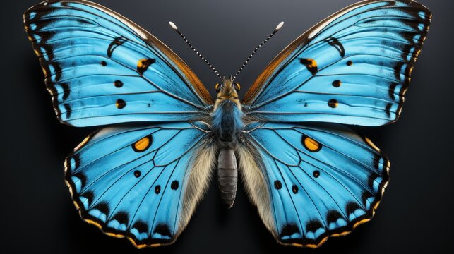 blue butterfly on black background