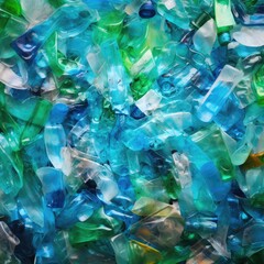 Plastic garbage. Close-up of plastic trash. Microplastics pollution. Generative AI