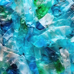 Colorful pile of plastic garbage. A pile of plastic trash. Microplastics pollution. Generative AI