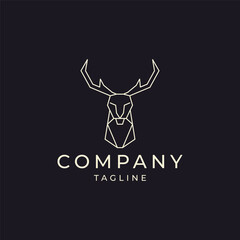 Deer head line art logo vector icon design template