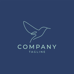 Bird line art logo icon design template