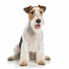 Fox Terrier dog close up portrait isolated on white background. Cute pet, loyal friend, good companion 